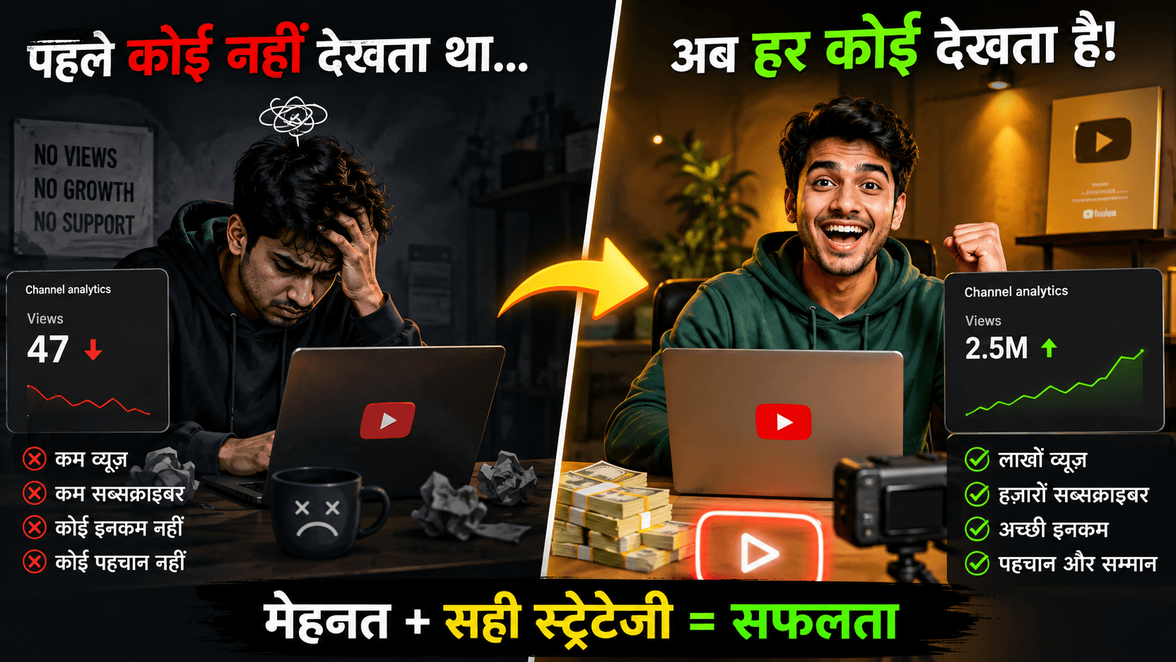 Pehle vs ab — channel shuru karne ka farak