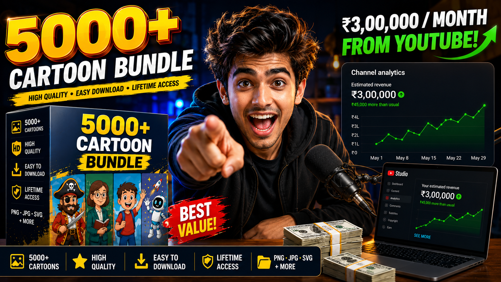 5000+ Cartoon Bundle — महीने के ₹3,00,000 YouTube से कमाओ