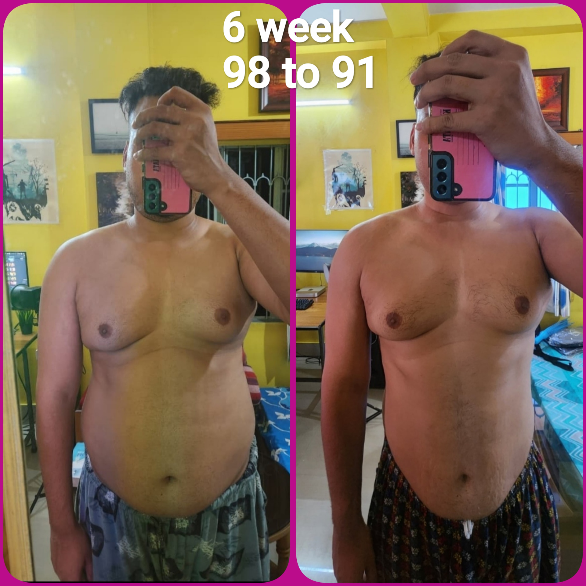 Client transformation: 98 kg to 91 kg