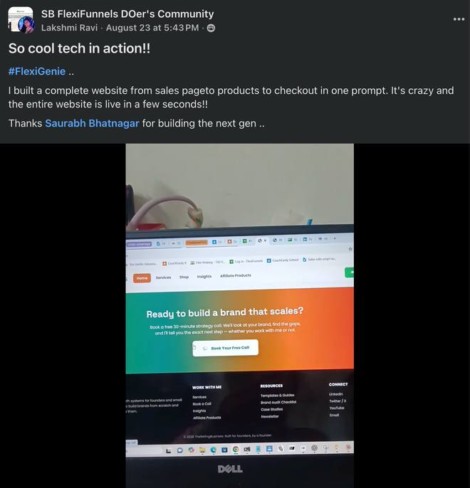 Community member built a full website from sales page to checkout in one prompt